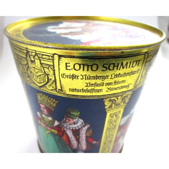 VTG E.Otto Schmidt Nurnberg Round Biscuit Tin Lebkuchen Und Honig Germany -Empty - Picture 5 of 13